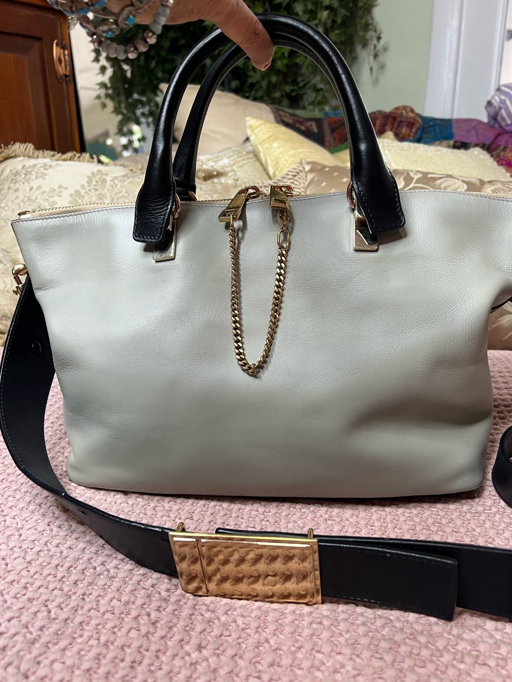 Chloé Medium Baylee Two-Tone Leather Satchel COA